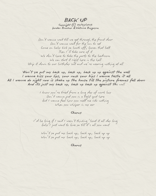 Back Up — Handwritten Lyrics (Limited Edition)